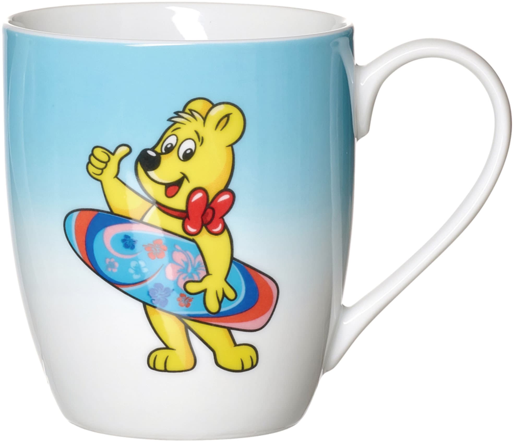 Becher RITZENHOFF & BREKER "HARIBO Sport, Surfer, 500 ml", bunt, B:14cm H:10,5cm Ø:10cm, Porzellan, Trinkgefäße, Becher, spülmaschinenfest Image