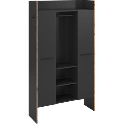 Garderobenschrank INOSIGN "MUSTA, Breite: 70cm, mit Kleiderstange, 2 Haken, 2 Türen, 1 Hutablage", basalt grau, nox oak nachbildung, B:105cm H:190cm T:37cm, FSC-zertifizierter Holzwerkstoff, Schränke, Dielenschrank, Flurschrank, Schrank,... Image