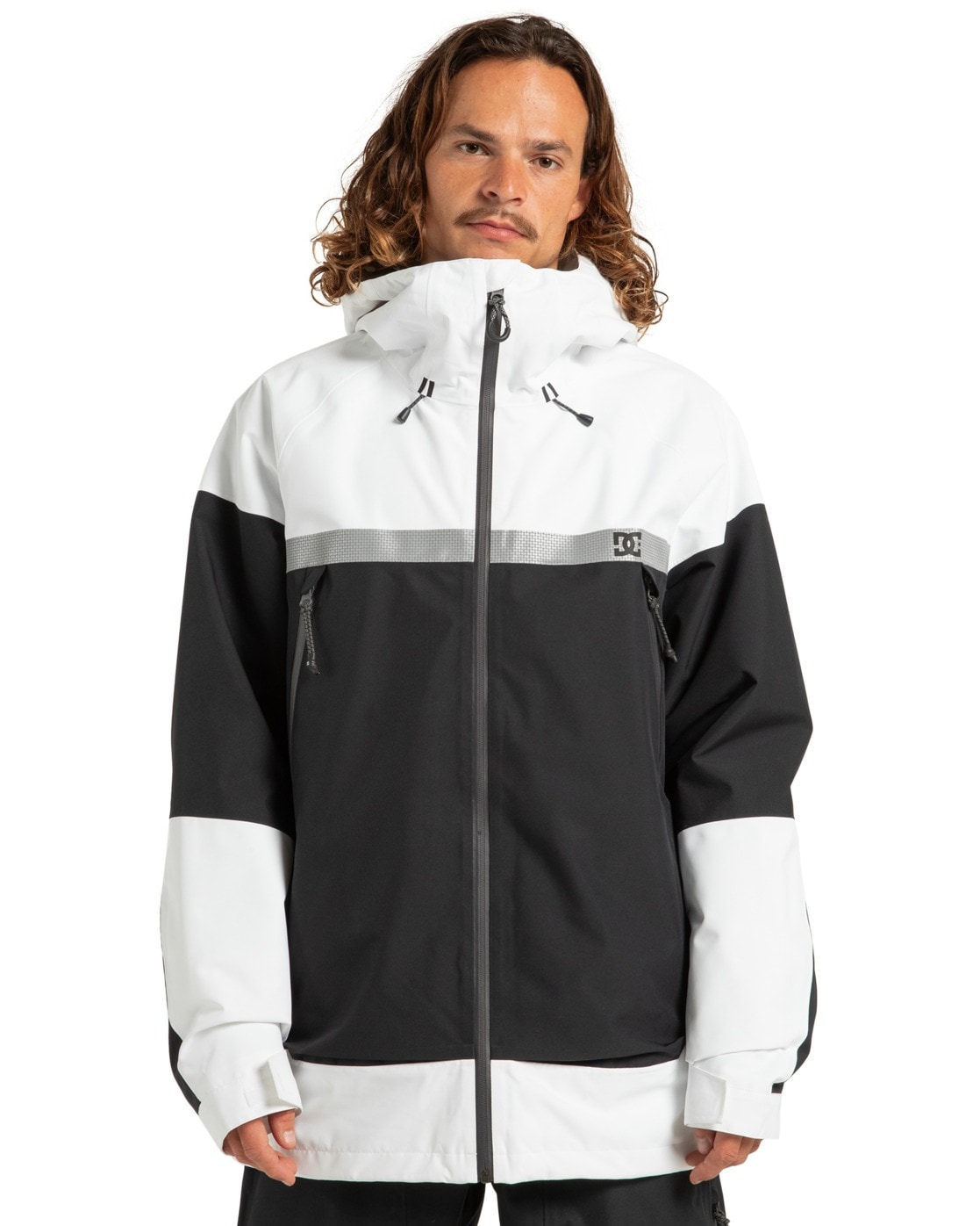 Snowboardjacke DC SHOES "Intel 30K", Herren, Gr. M, weiß, schwarz, 100% Polyester, Jacken