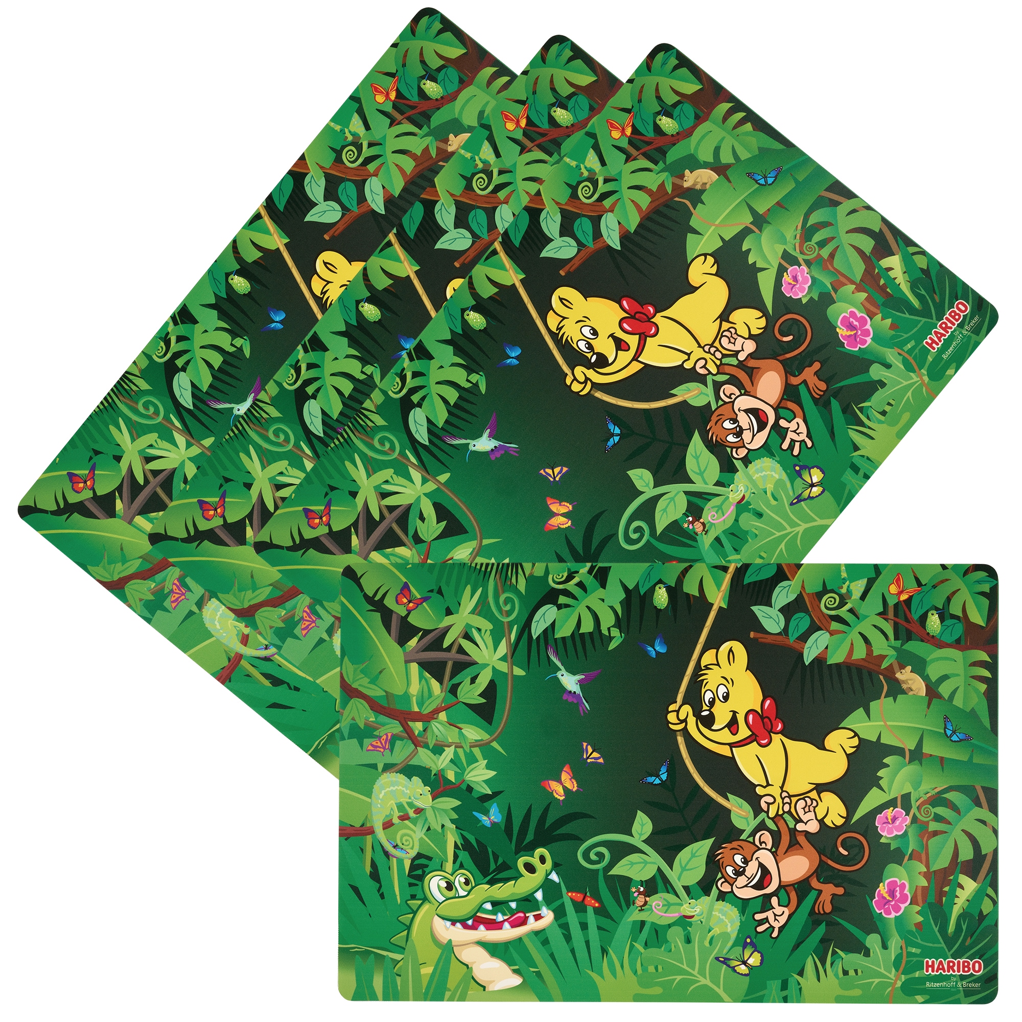 Platzset RITZENHOFF & BREKER "HARIBO Jungle, 4-teilig, 45 x 30 cm", grün, B:30cm H:2mm L:45cm, Platzsets, rutschfest und abwischbar Image