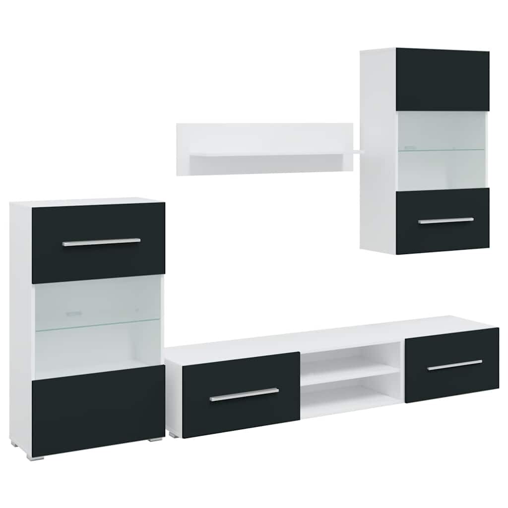 vidaXL 5-tlg. Wohnwand mit LED-Beleuchtung Matt Indigo Holzwerkstoff Image