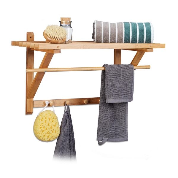 relaxdays Wandgarderobe aus Bambus braun Image