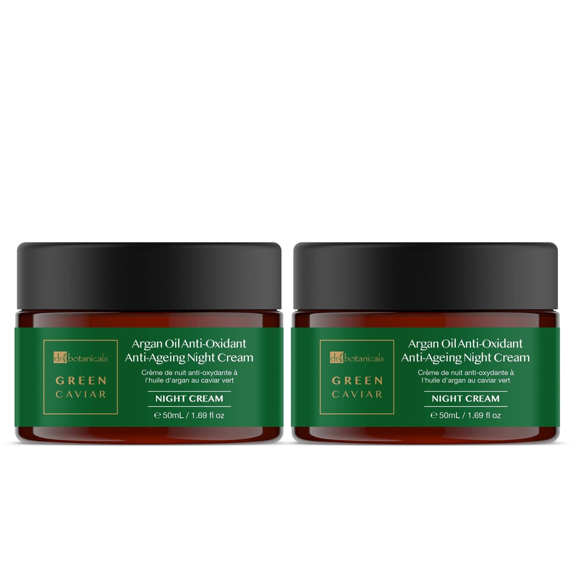 Dr Botanicals Grünes Kaviar & Arganöl Anti-Oxidations Anti-Aging Nachtcreme 50ml x 2 Duo Pack Image