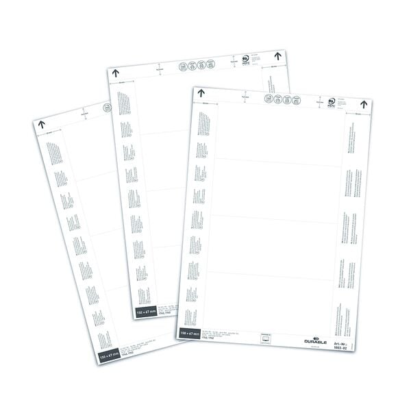 Durable Einsteckschilder für Kennzeichnungstaschen 6,7 x 15 cm 80 Stück weiß, 6.7x15 cm Image