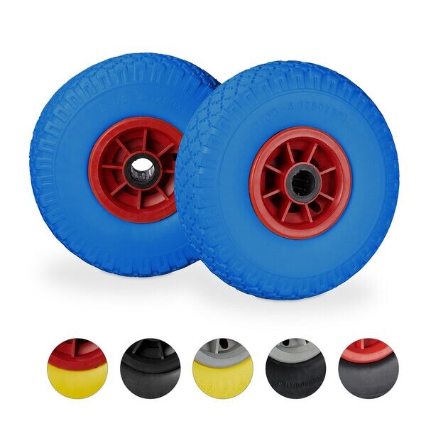 relaxdays 2er-Set Sackkarrenrad Vollgummi blau Image
