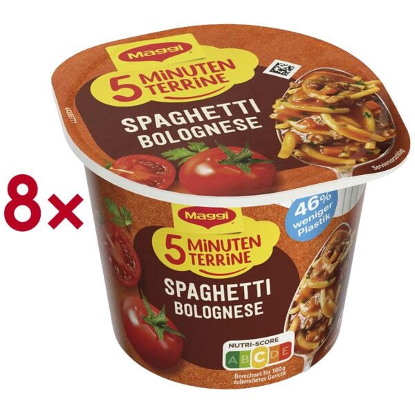 Maggi 8er-Pack 5 Minuten Terrine »Spaghetti Bolognese«