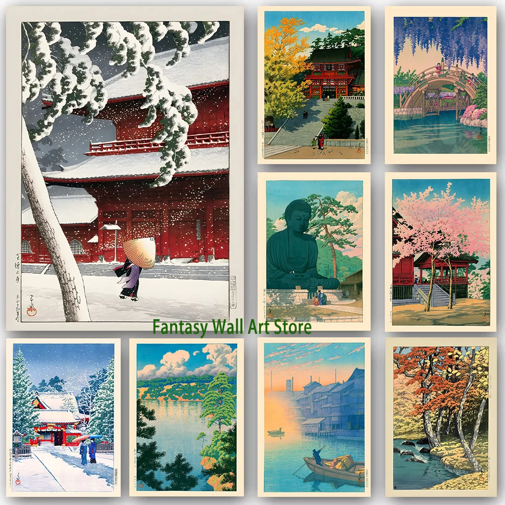 Ukiyo E Japanese Vintage Posters Japanese Ancient Landscape Fine Art Decoration Ukiyo Gallery Aesthetic Prints Canvas Painting