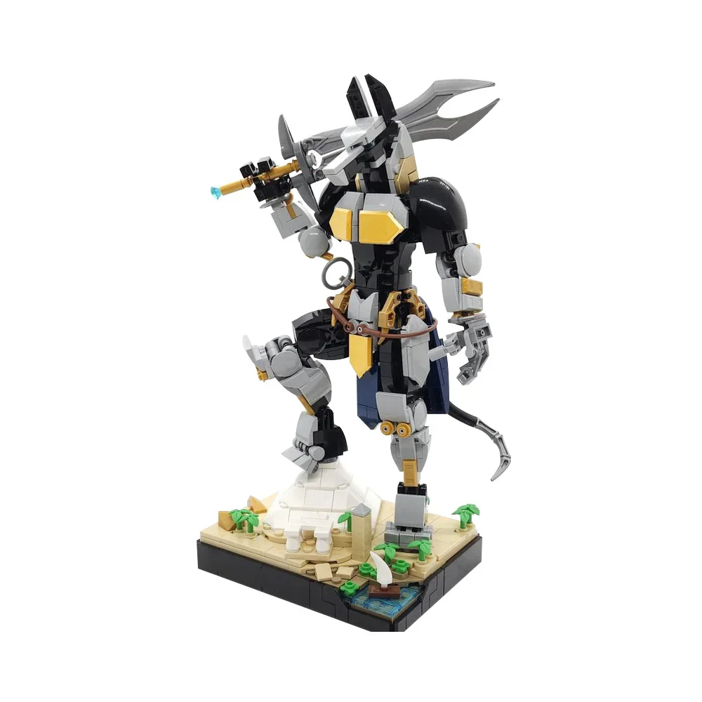 MOC Metall Anubis Mecha Modell Bausteine Ägyptischen Gott Wüste Tod Alpha Hund Action Figur Roboter Montieren Ziegel Spielzeug Geschenk Image