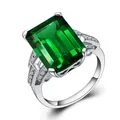 Anello da donna con smeraldi in argento sterling 925 placcato in oro bianco 18 carati con pietre preziose quadrate color turchese, gioielleria raffinata