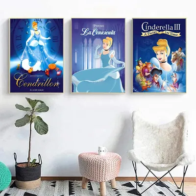 Anime C-Cinderella Animation Whitepaper Poster Vintage Room Bar Cafe Decor Vintage Decorative Painting