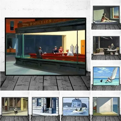 Edward Hopper Famous Realistic Master Art Nighthawks Life Landscape Aesthetic Canvas Painting Wall Art Picture Room Decoration
