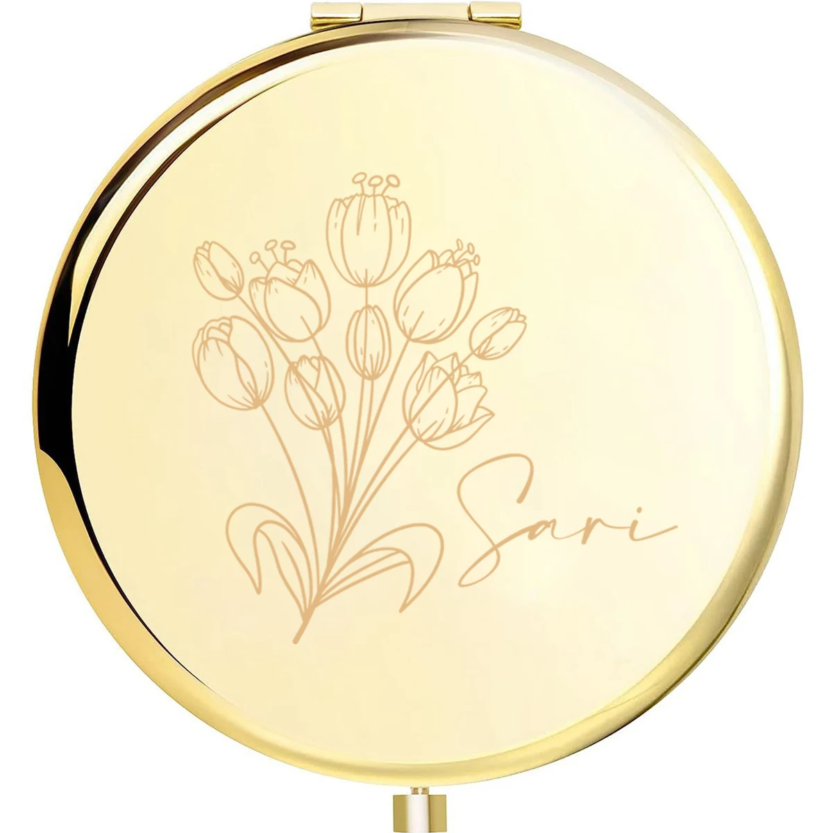 1pc Cartoon flower Round Customized Text Circle Mirror Makeup Mirror Folding Mirror Wedding Guest Gifts Anniversary gifts