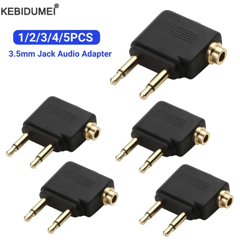 1-5 pièces adaptateur Audio 3.5mm prise Jack compagnie aérienne avion écouteur casque adaptateur Audio pour avion voyage casque écouteur