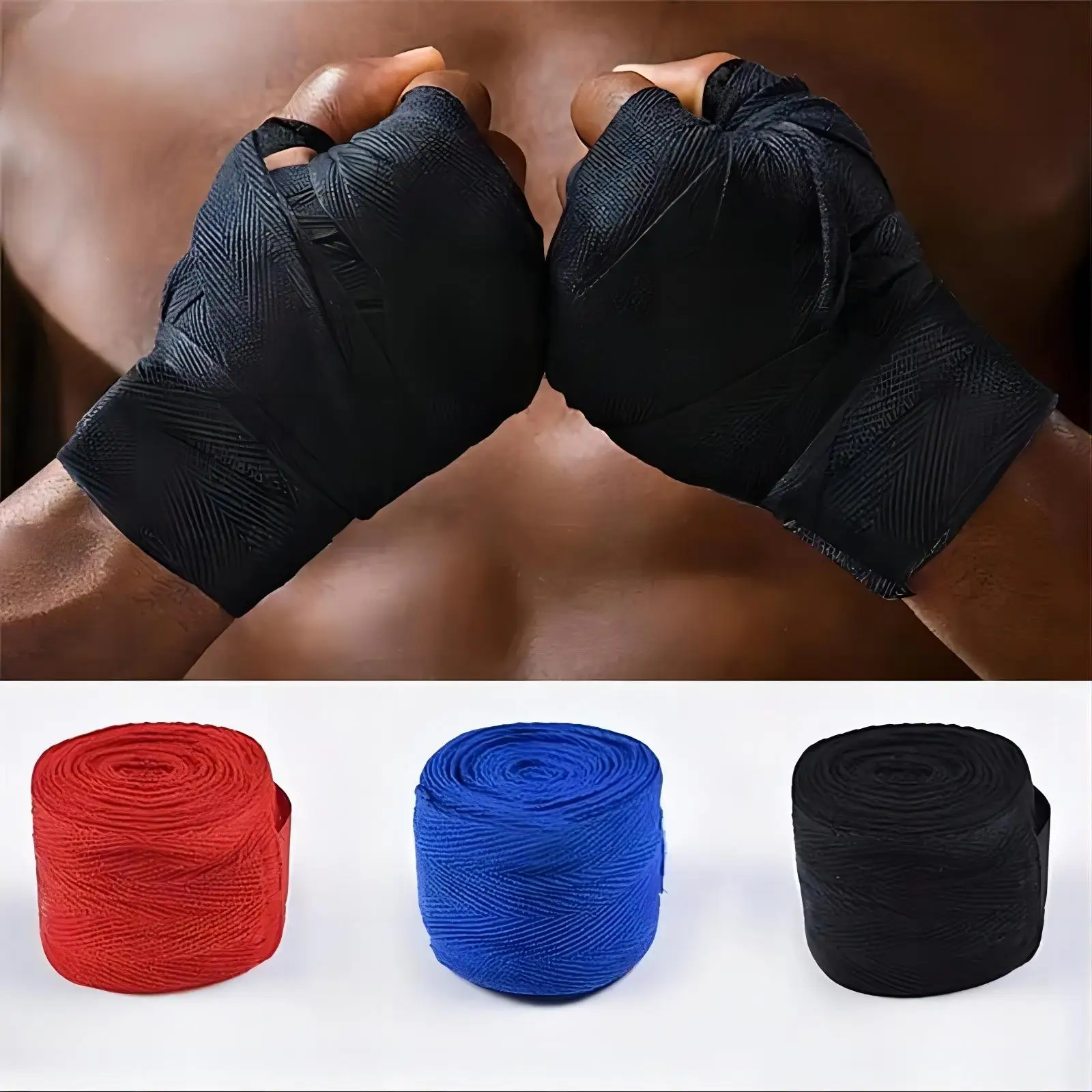 Professioneller Boxbandage aus Baumwolle, 2,5 m lange MMA-Trainingshandschuhe, schweißabsorbierende elastische Handbandage, Sport- und Fitness-Widerstandsband Image