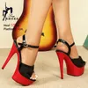 Plus Größe 34-43 Sommer 2024 Stilettos Zapatos Mujer schwarz und rot Match Sandalen 15cm dünne Absätze Plattform Schuhe Frau Hochzeit