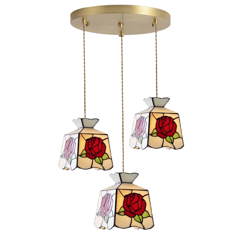 Bunte Tiffany Hängeleuchte Kunst Dekoration Flur Küche Pendelleuchte Wohnzimmer Moderne Deckenleuchte Home Light Kronleuchter