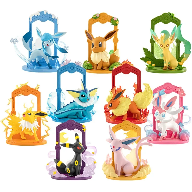 9-teiliges Pokemon-Evee-Evolution-Figurenset, Sylveon Espeon Glaceon Leafeon Anime-Modellsammlung, Spielzeug für Kinder, Geschenk Image