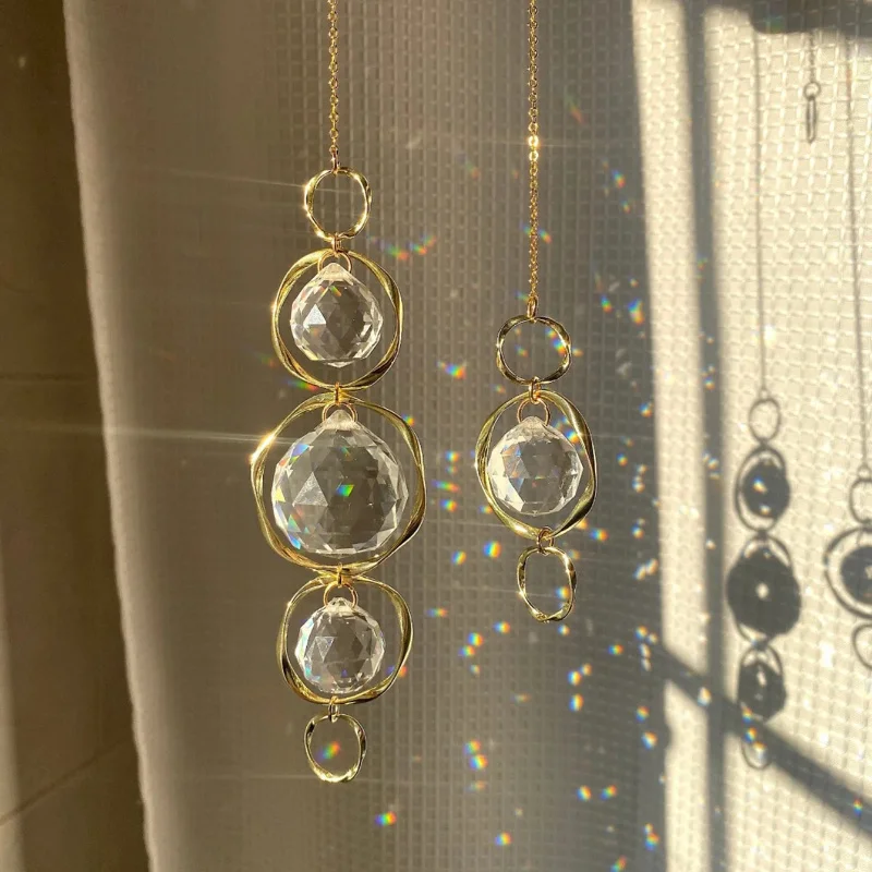 Crystal Suncatcher Hanging Decoration Rainbow Maker Light Catcher Crystal Ball Prism for Garden Outdoor Decor Window Decor Gift