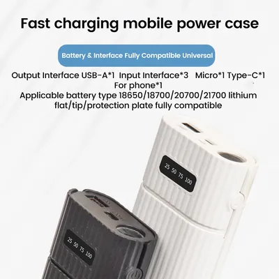 18650/18700/20700/21700 Battery Charger Adapter Battery Pack DIY Power Bank for iPhone Power Bank Case Box excluding battery
