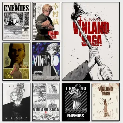 Cool V-Vinland S-Saga Anime Classic Movie Posters Whitepaper Sticker DIY Room Bar Cafe Aesthetic Art Wall Painting