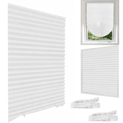 Window Blinds Cordless No Drill Clip On Stick On Self Adhesive Temporary Blinds Pleated Paper Blinds for Windows Doors Shades