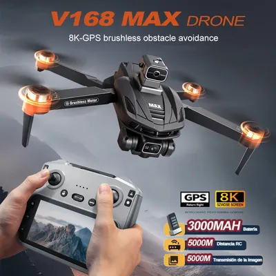 V168 MAX GPS Drone 8K Professional HD Camera WiFi 5G Brushless Foldable Quadcopter With Screen Remote Control FPV Drone Boys Toy