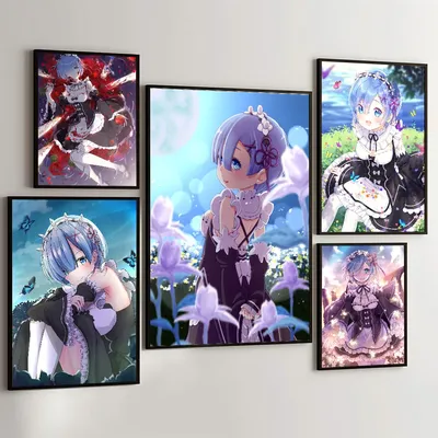 1PC Rem R-ReZ-zero Poster Movie Sticky Posters Retro Kraft Paper Sticker DIY Room Bar Cafe Aesthetic Art Wall Painting