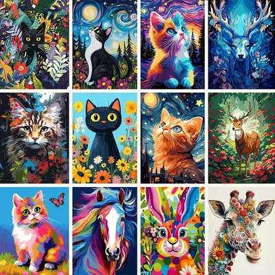 Animal Diy Painting Kit For Adults，Paint By Numbers Canvas Acrylic Painting，Handmade Gift Decorative Paintings