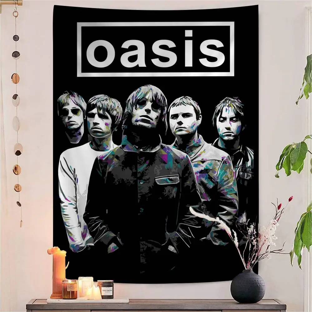 Band T-The R-Rain Cool O-Oasis DIY Wandteppich Hippie Blumen Wandteppiche Wohnheim Dekor Wandkunst Dekor