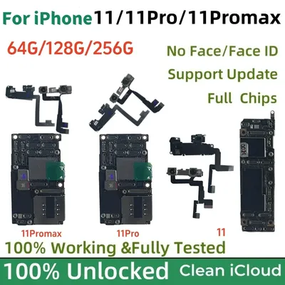 Unlocked For iPhone 11 pro max Motherboard Logic board Clean iCloud Full chip with Face ID mainboard support IOS update