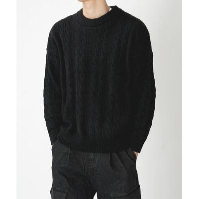 nmx Oversized twisted fisherman cable knit black