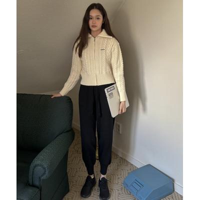 injiactive Wool knit jogger pants black