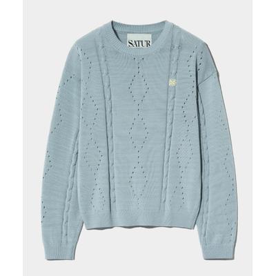 satur Rambus punching cable knit sky blue