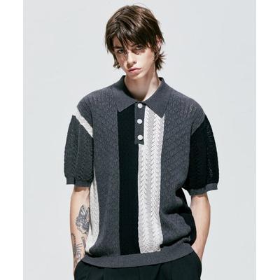 ssy Flower Garden 3 Pattern Half Knit Pique Charcoal