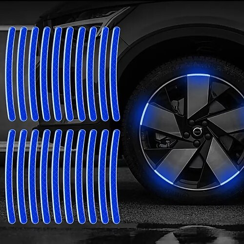 20 adesivi riflettenti per cerchi ruota – decalcomanie di sicurezza fosforescenti per auto e moto biciclette