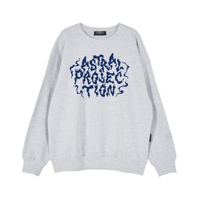 astralprojection Haze Lettering Overfit Drop Shoulder Man to Man_White Melange