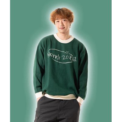 henrik207061 Star logo color block knit dark green
