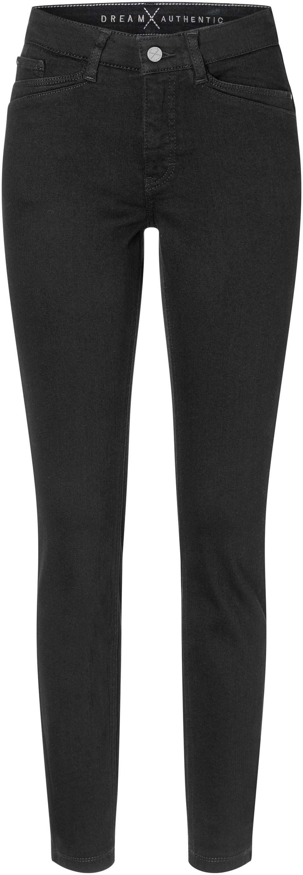 Skinny-fit-Jeans MAC "DREAM SKINNY", Damen, Gr. 46, Länge 32, schwarz (schwarz, schwarz), Denim/Jeans, Obermaterial: 90% Baumwolle, 7% Elastomultiester, 3% Elasthan, unifarben, skinny fit knöchellang, Jeans, mit aufwendig gearbeiteten Details an den...