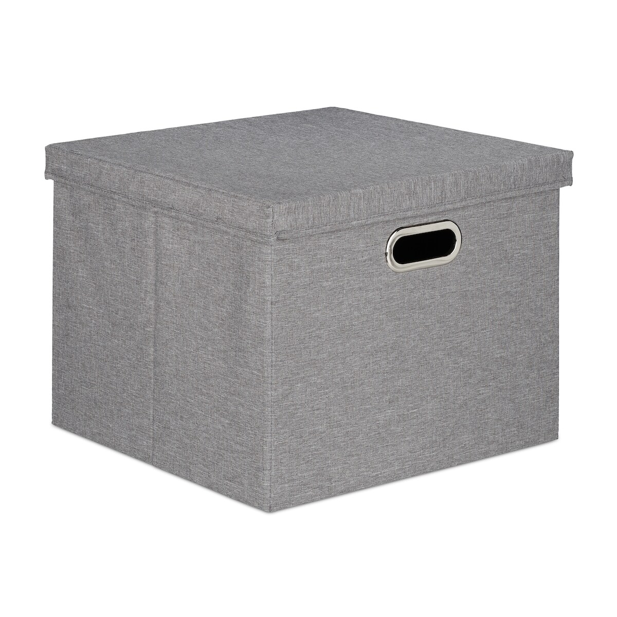 Relaxdays Aufbewahrungsbox 2er Set, faltbare Ordnungsbox mit Deckel, je 51 l, Faltbox quadratisch, 34 x 43 x 43 cm, grau Image