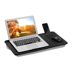 Relaxdays Laptopkissen mit Mauspad, Laptopablage, HBT 5,5 x 58 x 30,5 cm, Laptopunterlage für Bett, Tragegriff, schwarz Image