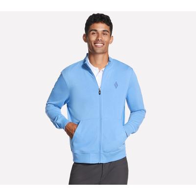 Skechers Men's The Hoodless Hoodie GO WALK Everywhere Jacket | Size Medium | White/Periwinkle | Cotton/Polyester