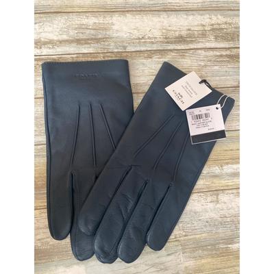 Coach Accessories | Coach Xl Tech Leather Gloves Denim Blue Touchscreen Compatible $130 Nwt | Color: Blue | Size: Os