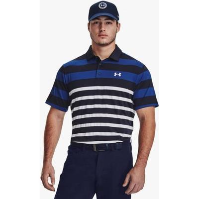 Under Armour Shirts | Under Armour Mens Polo 2xl Blue White Playoff 3.0 Golf Shirt Striped Loose Fit | Color: Blue/White | Size: Xxl