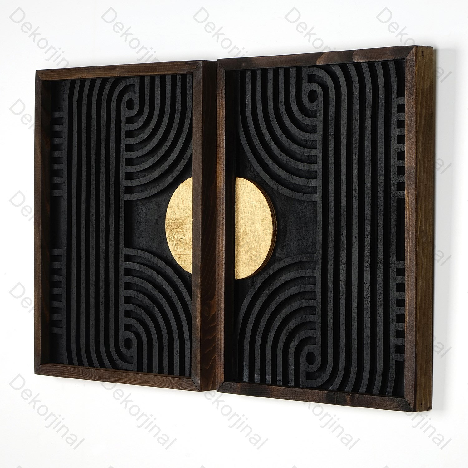 2er Set Holz Geometrische Wand Kunst Set, Moderne Holz Wandkunst, Schlafzimmer Wandkunst, Holz Wandpaneele, Hängendes Kopfteil, Geometrische Holz Wand