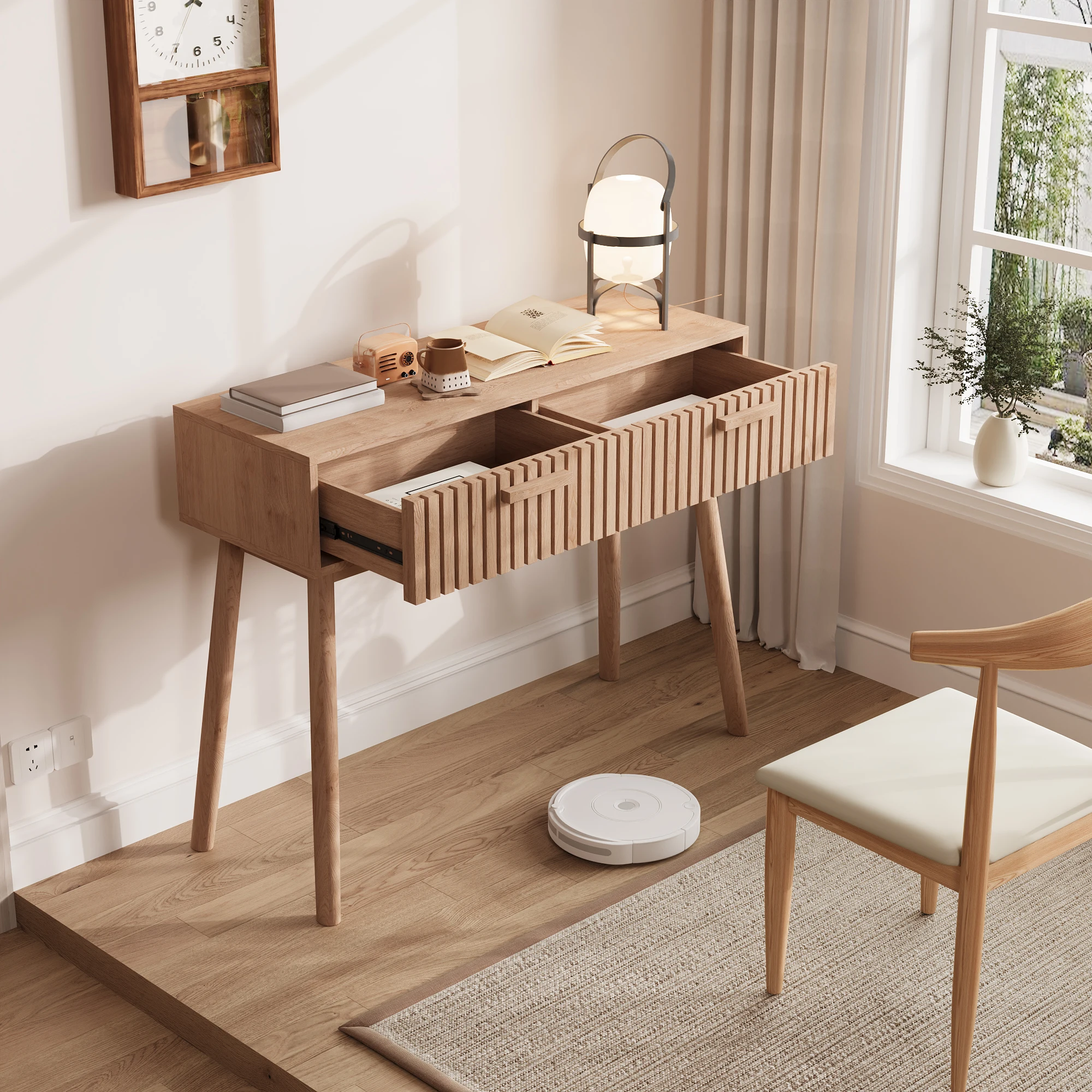 Rosahqnda bois 2 tiroirs table multifonction table d
