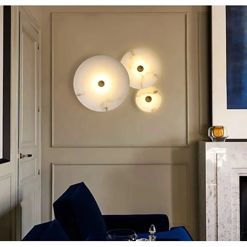 LED-Wandleuchte, Marmor, 15/20/25/30/35 cm, kreisförmiges Design, minimalistische Wandleuchte, Beleuchtungskörper, Innenbeleuchtung für Wohnzimmer, Schlafzimmer, 110–240 V Image