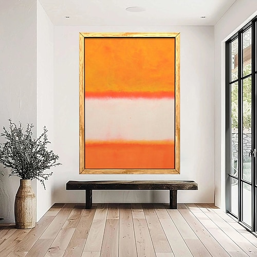 handgemalte Leinwandkunst von Mark Rothko, Reproduktion, Rothko-Wandkunst, abstrakte Leinwand-Wandkunst, rote und gelbe Mischung, abstrakte Malerei, Minimalismus-Kunst, Gemälde, Heimdekoration, Image