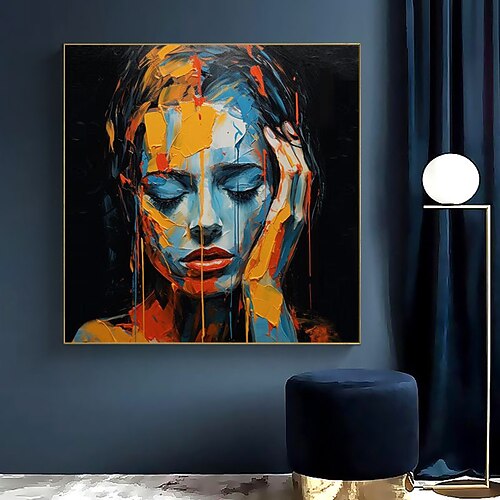 Bunte Frauen Gesicht Palette Porträt handgemalte Pop-Art-Wand-Kunst Leinwand Gesicht Ölgemälde für Home Hotels Schlafzimmer Dekoration Image
