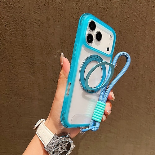 Handy Hülle Handyhüllen Für iPhone 17 Pro Max 17 Air 16 15 14 Pro Max Plus 13 Pro Max Rückseite mit Trageriemen Unterstützt kabelloses Laden Ständer Retro TPU Acryl Image
