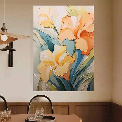 handgemaltes 3D-Blumen-Ölgemälde auf Leinwand, handgefertigt, cremige strukturierte Wandkunst, abstrakte Blumenmalerei, Kunst für Wohnzimmer, Wandkunst, Geschenk für sie, Gänseblümchen-Blumengemälde Image